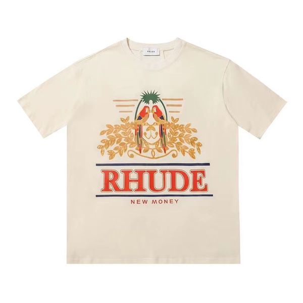 

23new mens t shirt rhude shirt designer shirt pure cotton tees street fashion casual couple matching short sleeves s-xl, White;black