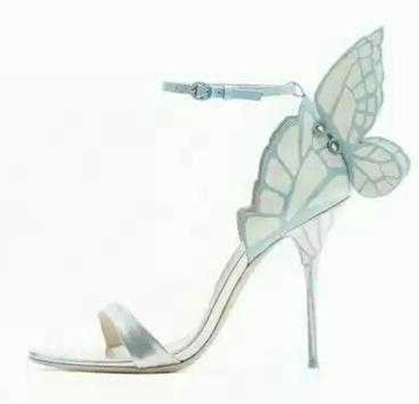 

sophia webster womens leather heels butterfly decorated sandals buckle heels size 34-42 blue and silver, Black