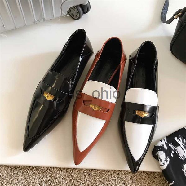 

dress shoes 2023 spring women brown fashion pointed toe flats ballet slip on casual loafers vintage british oxford shoes female mujer sh j23, Black