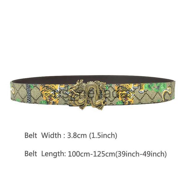 

other fashion accessories match jeans pants men's leather belt printed green tiger pattern strap dragon tiger buckle strap j230613, Silver