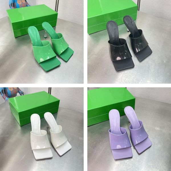 

designer women sandals patch high heel slippers luxury jelly crystal high heels summer fashion outwear casual sandals size35-42, Black