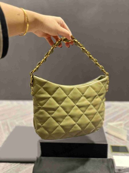 

tz 22k small hobo underarm bag women's vintage cc bags versatile sheepskin handbag large capacity zipper closure shoulder thick chain h