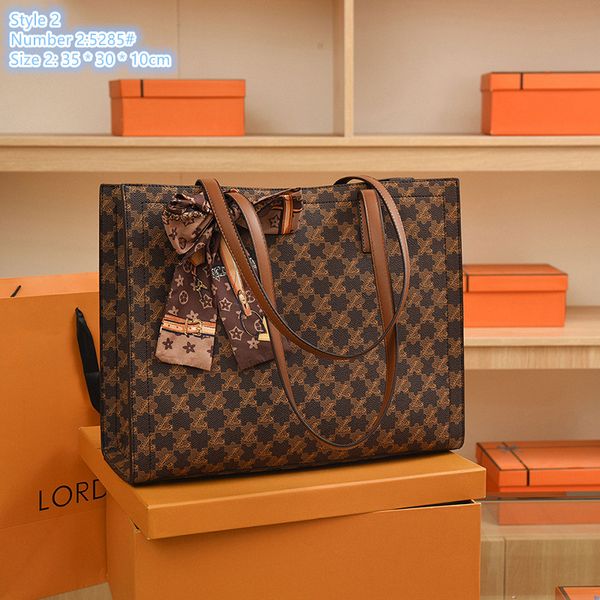 

Factory wholesale ladies shoulder bags 3 styles this year popular thick leather tote bag large capacity wear-resistant plaid handbag elegant bow ribbon handbags, Khaki-1790#