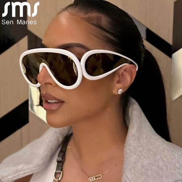 

luxury y2k punk sunglasses goggle new women men one-piece sports sun glasses female oversized oval shades eyewear uv400, White;black