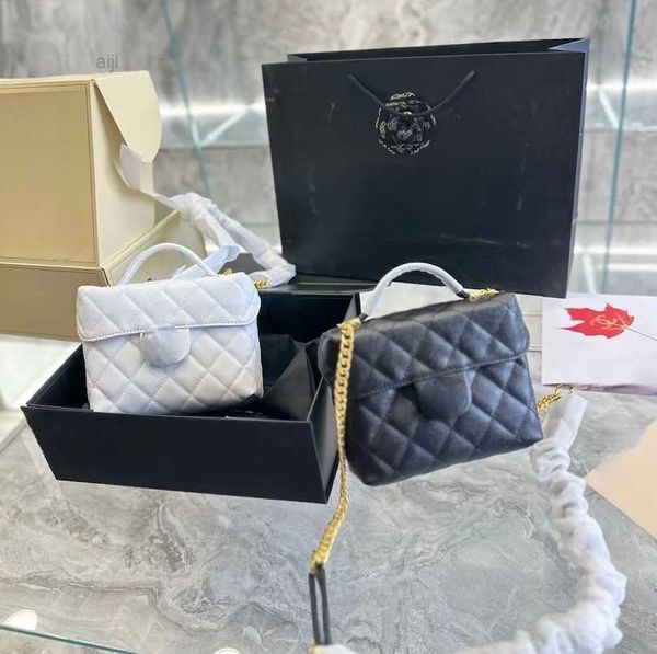 

cc makeup bag designer handbag small woman mini shoulder crossbody caviar cowhide quilted flip genuine leather square 22cm