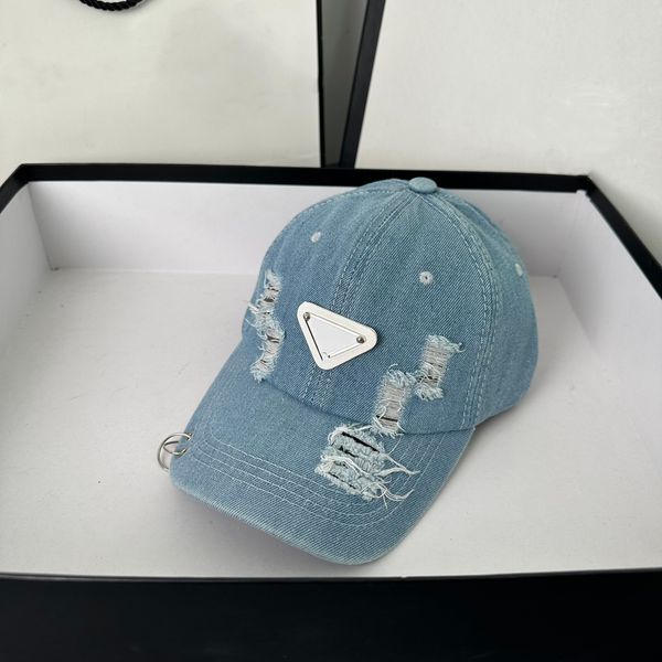 

new summer baseball cap luxury designer casual fashion personality ripped denim style sun hat three color selection highest quality, Blue;gray