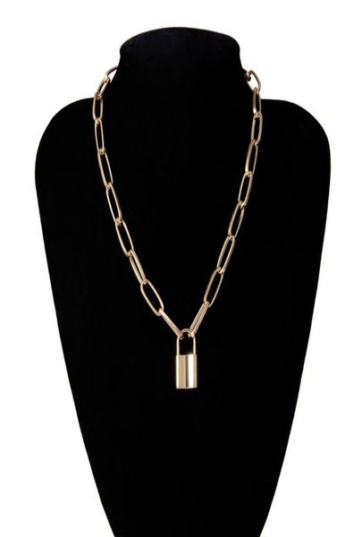 

fashion punk men women lock pendant necklace layered chain on the neck choker party jewelry 2021 selling metal cool necklaces8271307, Silver