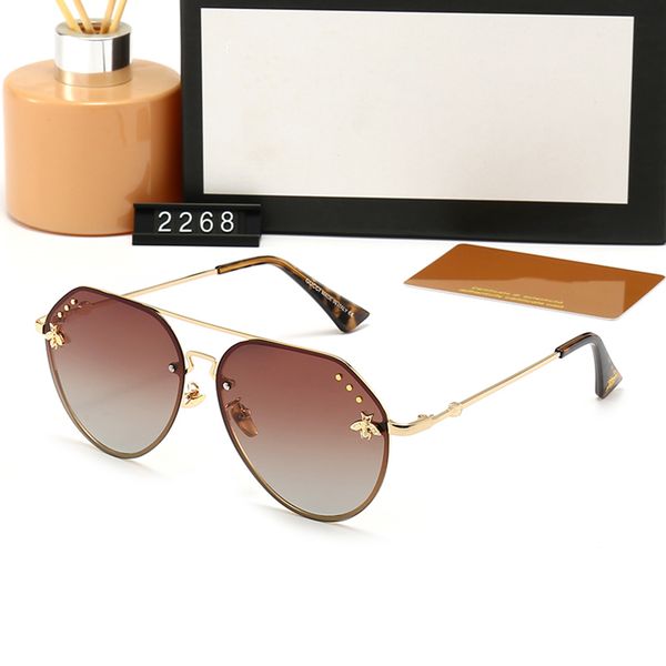 

sunglasses brand designer little bee fashion new metal large sunglasses retro men women high-end uv400, White;black