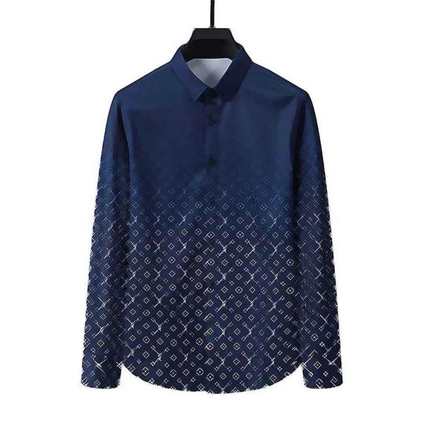 

european classic styleluxury 23ssmen's casual shirts men business and leisure fashion shirts slim long sleeve shirt printing sjyy, White;black