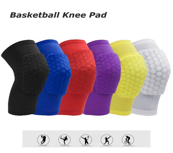 

epacket 6colors honeycomb sports safety basketball short knee pad shockproof compression socks knee wraps protection single pack2240674, Black;gray