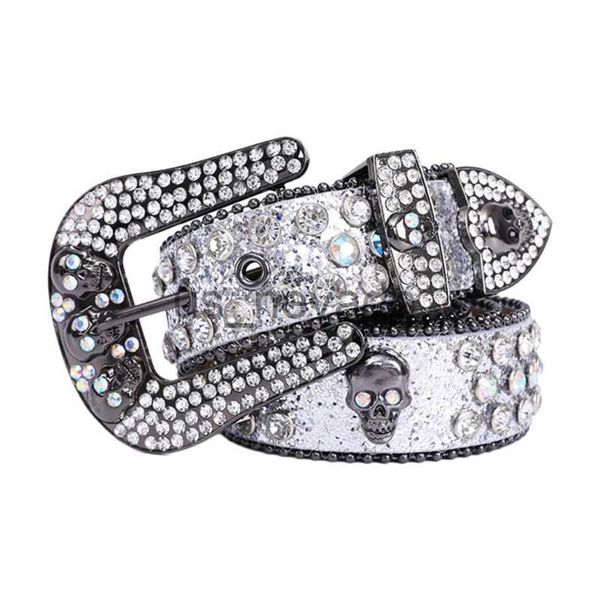 

other fashion accessories head skull buckle belts women puleather strap rhinestone buckle belts western cowboy y2k girls fashion belt for je, Silver