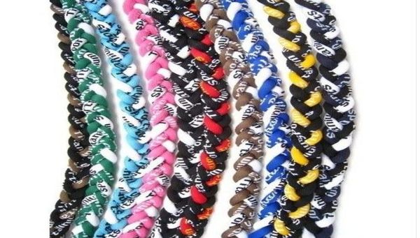 

titanium sport accessories original men kids boys titanium braided 3 ropes tornado necklaces for sports football baseball softball7973899