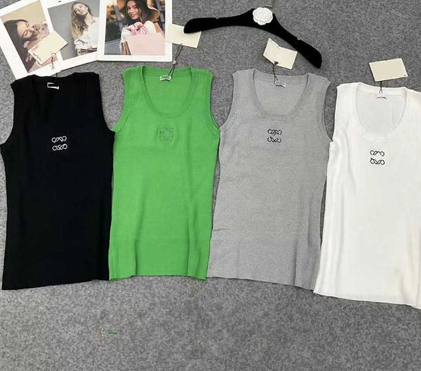 

women's t-shirt tank anagram loewee crop tank designer t shirts women knits tee knitted sport lowewe woman all-match tees green size l, White