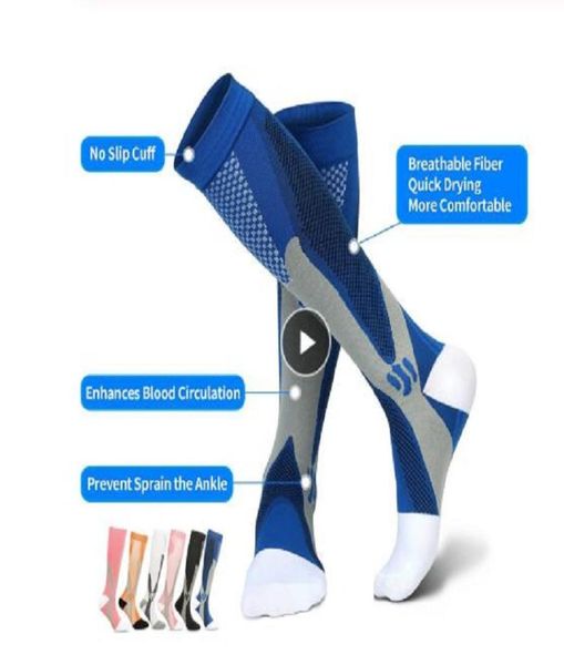 

sports socks running compression socks stockings 2030 mmhg men women sports socks for marathon cycling football6595059, Black