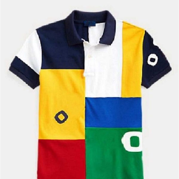 

2023ss men's polos shirt printed short sleeved t-shirt cotton lapel color stitching fashionable and women's clothing size s-5xl z3, White;black