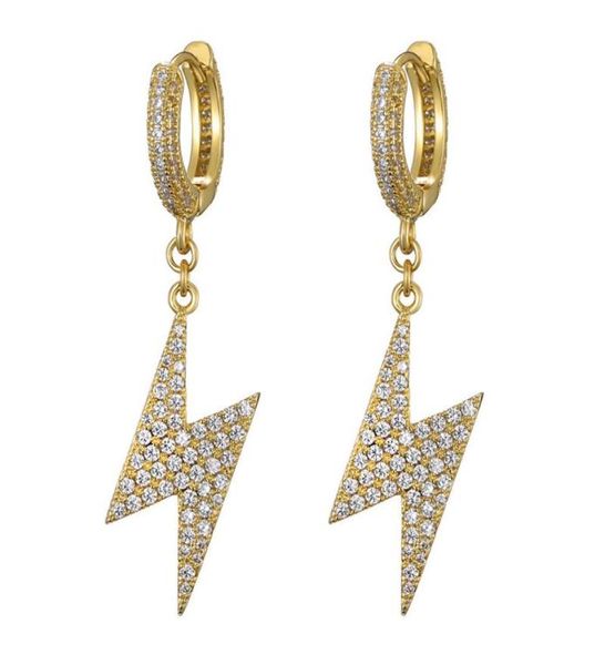 

new fashion women mens earrings hip hop gold silver color cz diamond light earings iced out bling cz rock punk wedding gift6622392, Golden;silver