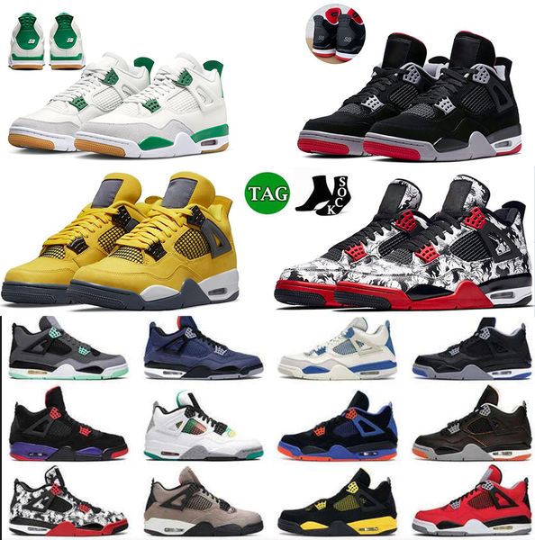 

new bred jumpman 4 4s black cat original basketball shoes white oreo mens womens trainers neon sports military designers sneakers