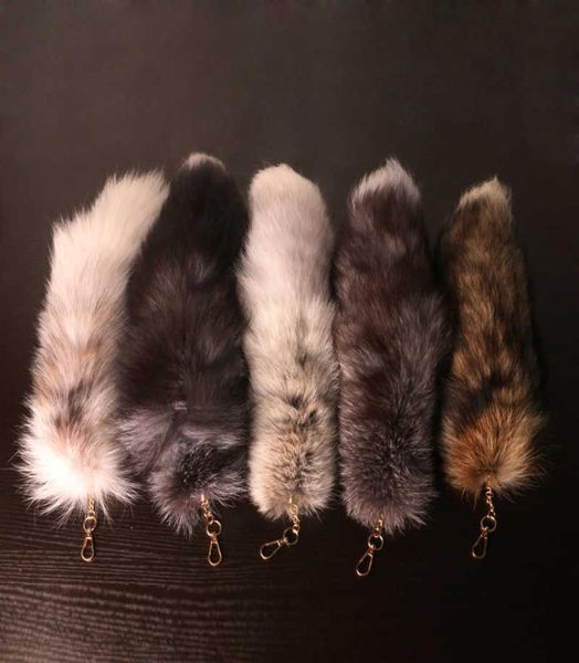 

new fashion wolf fox tail fur keychains pompom pendant car keyring holder cute key chains charm bag accessories gifts g10193500385, Silver