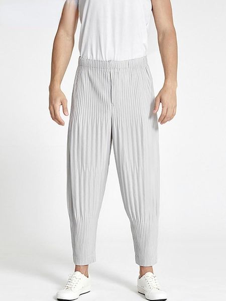 

pants yudx pleated solid color harem pants men solid color pocket elastic waist 2023 summer female loose casual trousers streetwear, Black