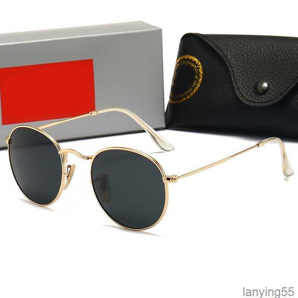 

classic brand designer sunglasses for woman and man ray metal gold frame round mirror sun glasses ban mens and womens travel driving shades, White;black