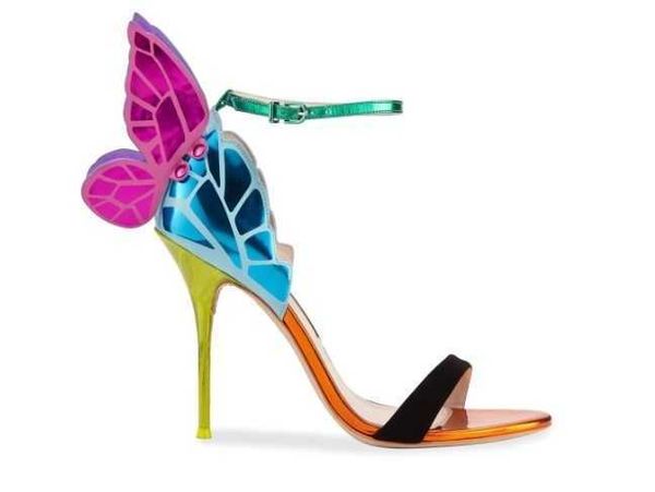 

sophia webster ladies patent leather  high heel sandals buckle rose solid butterfly ornaments peep-toe colourful size 34-42, Black