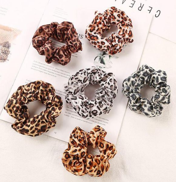 

brand new 6color women girls chiffon leopard elastic ring hair ties accessories ponytail holder hairbands rubber band scrunchies i1278555