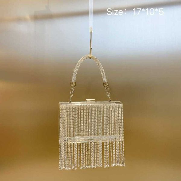 

women's bag 2023 new korean net red rhinestone tassel acrylic lock box bag single shoulder cross shoulder small square bag 230613