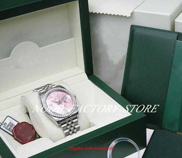 

designer r olax watches womens factory 2813 automatic movement 36mm womens pink flower dress christmas gift sapphire glass with original box, Slivery;black