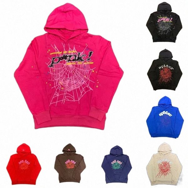 

sp5der hoodies young thug 555555 angel pullover pink red hoodye pants men quality shoe sp5ders printing spiders hoodie web sweatshirts h7g4, Black