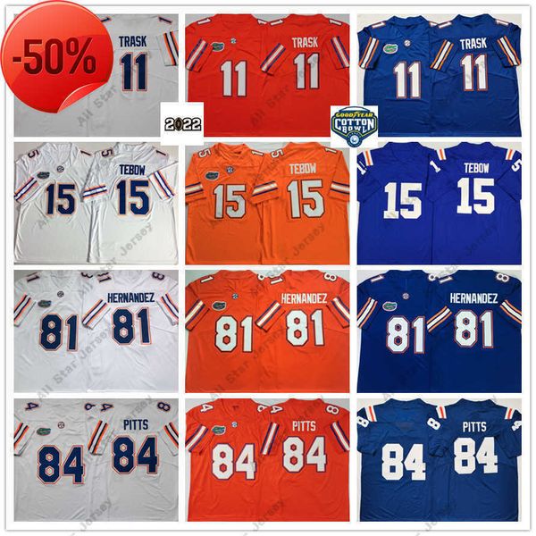 

american college football wear 15 tim tebow jersey 81 aaron hernandez 84 kyle pitts jerseys 11 kyle trask 6 jeff driskel emmitt smith ncaa v, Black;red