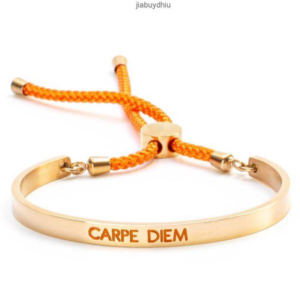 

customized any words cuff engraved bracelet stainless steel inspired carpe diem bracelets with adjustable cord, Silver