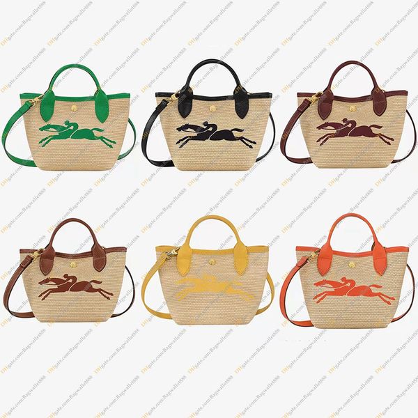 

mini straw weave tote bag longchammp womens handbag woven basket designer summer beach travel bag clutch fashion luxury satchel removable st