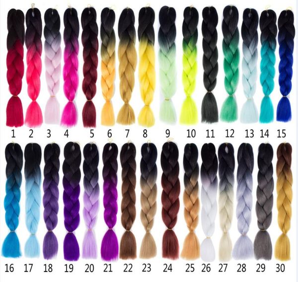 

ombre two tone braids hair kanekalon jumbo braids fashion synthetic hair extension synthetic braiding hair more colors3356333, Black