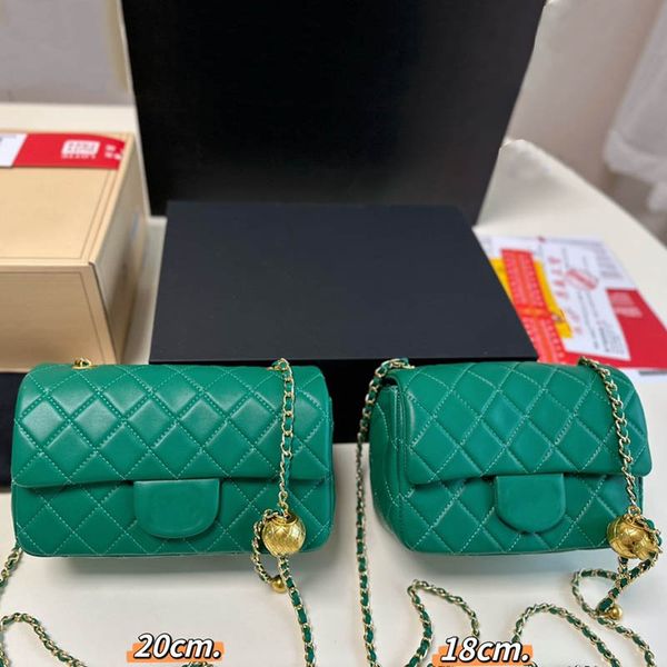 

golden ball two size women mini crossbody bag adjustable chain leather quilted trend luxury handbag classic clamshell clutch six-color card