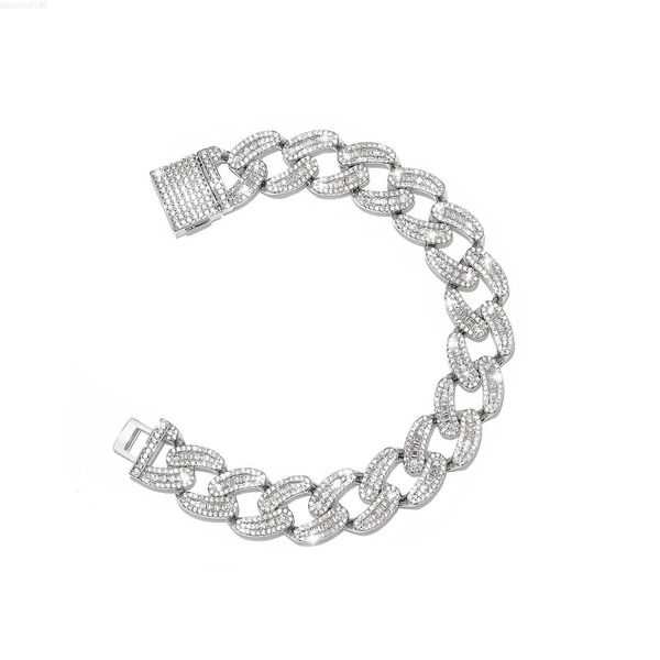 

new trendy hip hop jewelry 925 sterling silver bracelet iced out moissanite bracelet cuban link chain