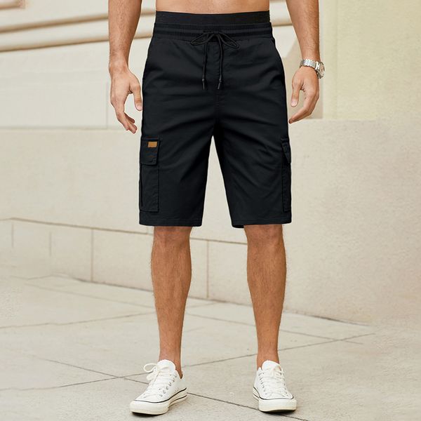 

men outdoor wear cargo shorts solid color casual men's sports shorts, White