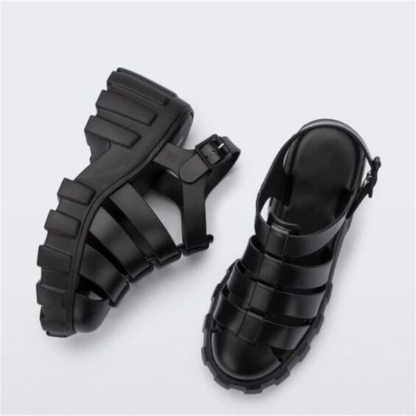 

designer sandals womens roman platform sandal pvc slides luxury thick heel baotou slippers summer cutout buckle beach shoes, Black