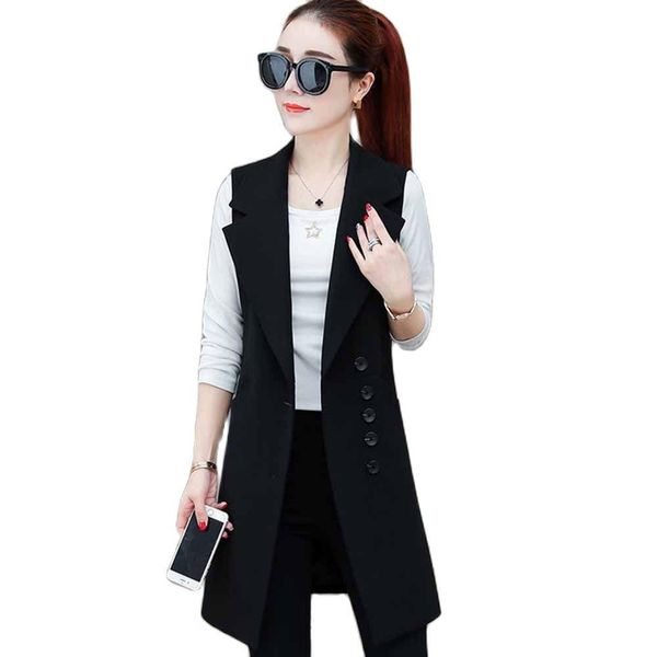 

vests vest for women sleeveless jacket coat long vest blazer formal work ladies office vintage lapel button slim suit waistcoat female, Black;white