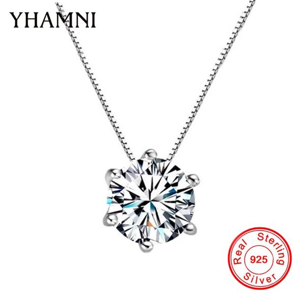

yhamni solitaire white zircon chokers necklaces 925 silver chain simple pendant necklace women gift jewelry d069515939