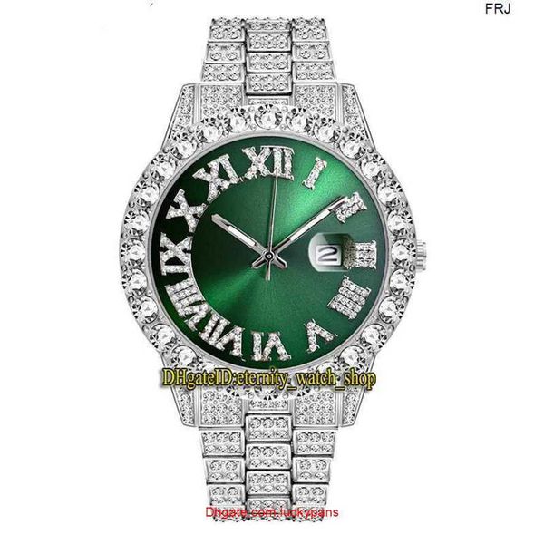 

r olax watch diamond missfox 2023 eternity 26433 hip hop fashion mens es cz inlay green roman dial quartz movement men iced out s alloy case, Slivery;golden