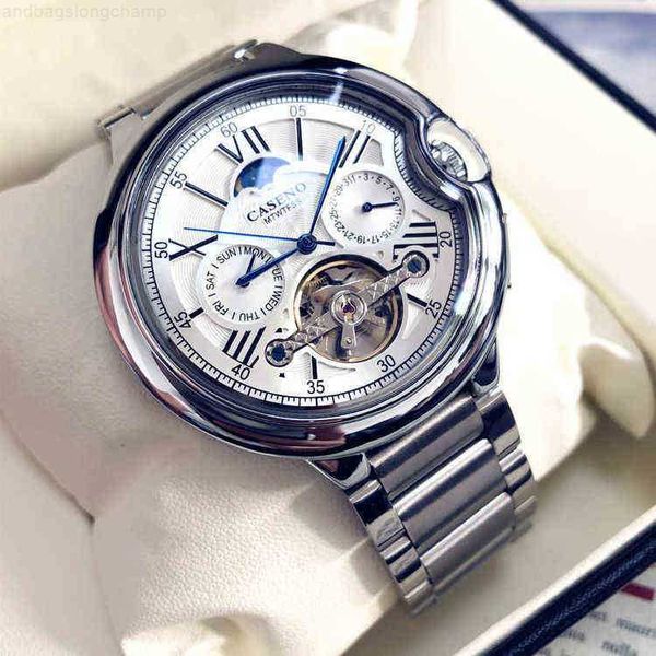 

luxury watches for women cart blue balloon women's watch automatic mechanical out tourbillon leather star blue needle student men cdmc, Slivery;golden