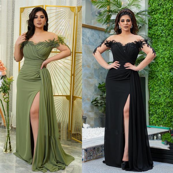 

2023 aso ebi lace sheath prom dress chiffon evening formal party second reception birthday bridesmaid engagement gowns dresses robe de soire, Black