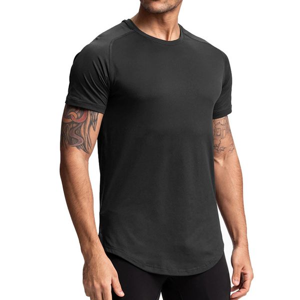 

lu outdoor men's sports t shirt solid color short sleeve breathable sweat bodybuilding shirts elastic slimming d-67