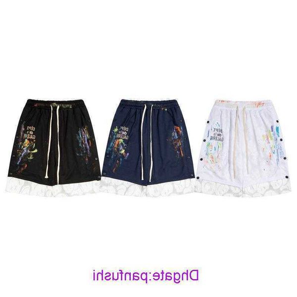 

factory outlet wholesale shorts online store star's same style of la g allery d ept drawcord single breasted five piece pants straight, White;black