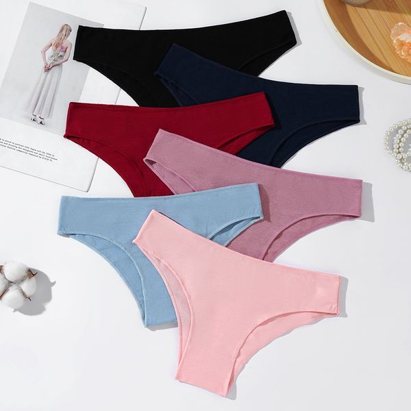 

3pcs/lot cotton panties solid ladies's lingerie comfort underwear skin-friendly briefs for women soft low-rise intimates lingerie sn584, Black;pink