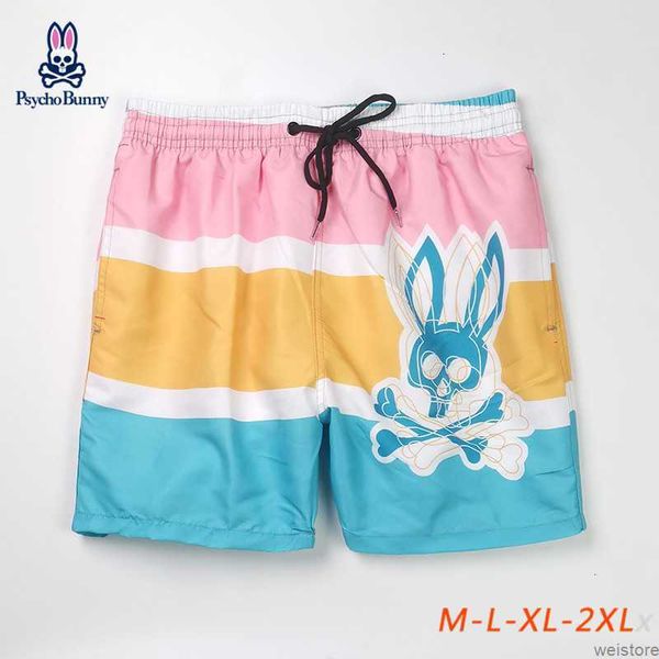 

mens designer psycho bunny shorts beach pants skull rabbit printed flower pant european and american surfing shorts quick drying home size m, White;black