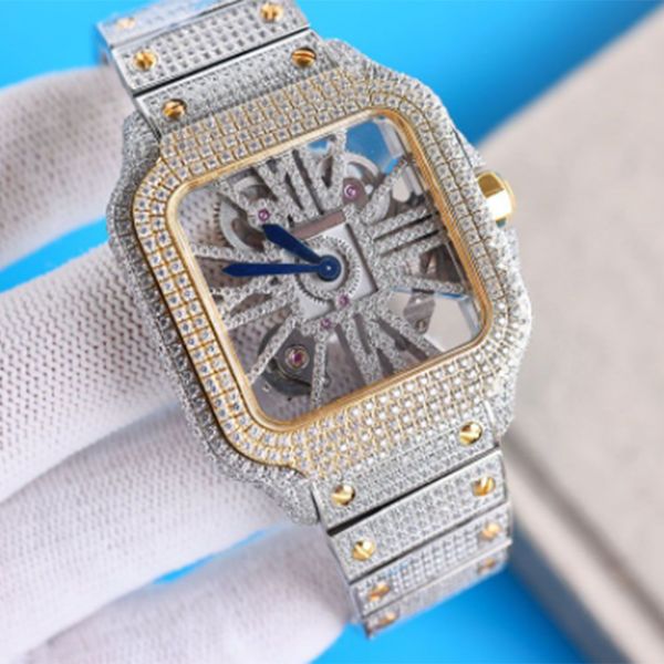 

diamond watch mens watch hollow watch fully automatic mechanical watches design sapphire stainless steel strap waterproof 40mm, Slivery;brown