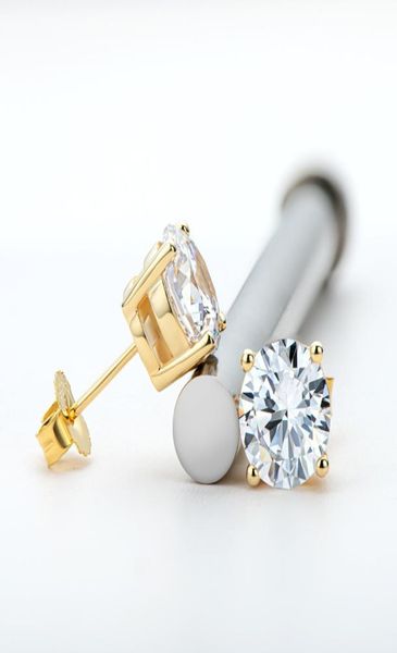 

inbeaut real 925 silver 4 claw round excellent vvs1 stud earrings d pass diamond test 05 ct earrings 2105123172902, Golden;silver
