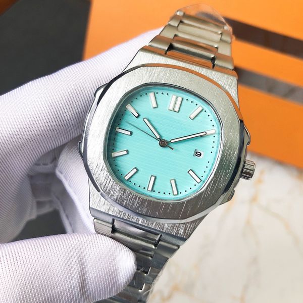 

men's watch 316 steel strap imported quartz movement transparent back blue dial sports watch, Slivery;brown