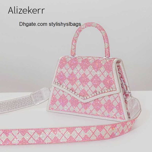 

totes women plaid rhinestone handbags designer chic crystal shoulder messenger bags ladies boutique trapezoid clutch purse trending